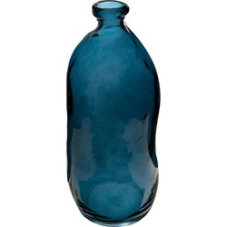 Atmosphera bloemenvaas Organische fles vorm - blauw transparant - glas - H36 x D15 cm - Vazen