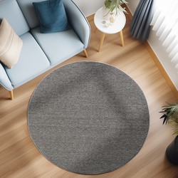 Rond Laagpolig vloerkleed - Gevlochten - Handgeweven Look - Grijs - 160 cm Ø rond
