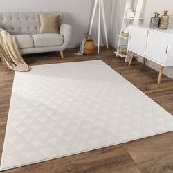 Laagpolig Vloerkleed - Hanora Uni Geo - Creme - 120x160 cm