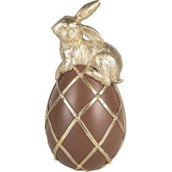 Clayre & Eef Decoratie Beeld Konijn 20 cm Bruin Polyresin Paasdecoratie