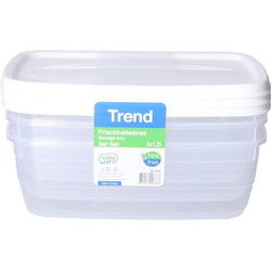 Vershoudbakjes - 3x stuks - 1,2 liter - wit - voorraadbakjes - Vershoudbakjes