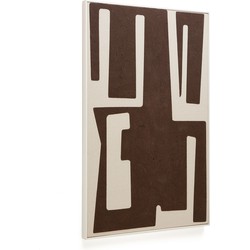 Kave Home - Abstract schilderij op linnen Salmi in beige en bruin 140 x 90 cm