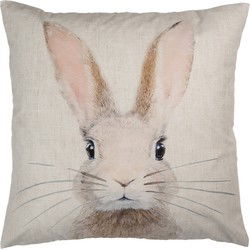 Clayre & Eef Kussenhoes 45x45 cm Beige Polyester Konijn