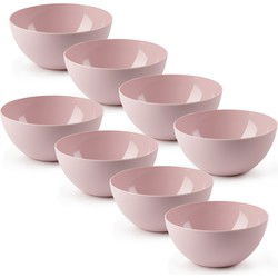 Plasticforte kommetjes/schaaltjes - 8x - dessert/ontbijt - kunststof - D17 x H8 cm - roze - Kommetjes