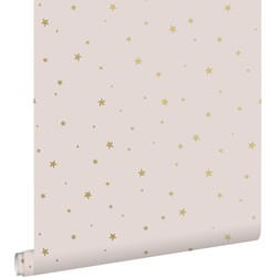 ESTAhome behang sterretjes oudroze en goud - 0,53 x 10,05 m - 139260