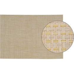 4x Onderlegger met geweven print beige 45 x 30 cm - Placemats