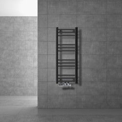 Badkamerradiator middenaansluiting 300x800 mm antraciet recht met wandaansluitset LuxeBath