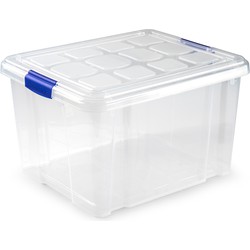 1x Opslagbakken/organizers met deksel 25 liter 42 cm transparant - Opbergbox