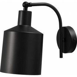 Nancy's Boris Wandlamp - Lamp met Kap - E27 - 22 cm - Handmatig Afgewerkt - Wit - Zwart - Staa