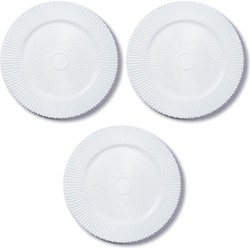 3x Ronde witte structuur onderzet borden/kaarsonderzetters 33 cm - Kaarsenplateaus