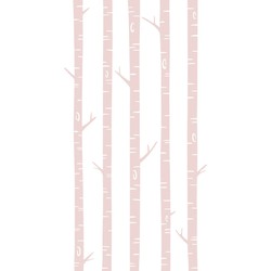 ESTAhome fotobehang berken boomstammen zacht roze