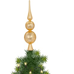 Kerst piek van glas goud gedecoreerd H31 cm - kerstboompieken