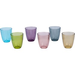 6x Stuks gekleurde waterglazen/drinkglazen Cosy Moments 310 ml - Drinkglazen