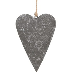 Clayre & Eef Decoratie Hanger Hart 8 cm Grijs IJzer