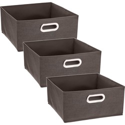 Set van 3x stuks opbergmand/kastmand 14 liter bruin linnen 31 x 31 x 15 cm - Opbergmanden