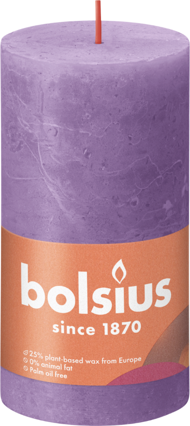 Rustiek stompkaars 130/68 Vibrant Violet - Bolsius - 