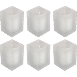6x Kaarsen wit in matte kaarsenhouders 7 x 10 cm 24 branduren sfeerkaarsen - Stompkaarsen