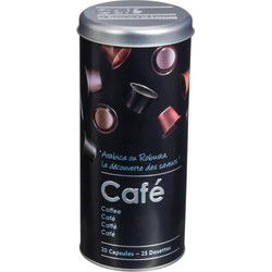 5Five Koffiecups bewaarblik - metaal - zwart - H26 cm - 25 capsules - Voorraadblikken