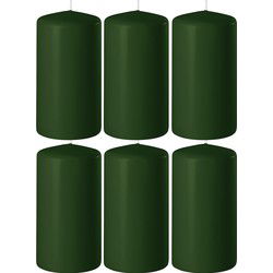 Enlightening Candles Cilinder/stompkaars - 6x - donkergroen - H12 cm - Stompkaarsen