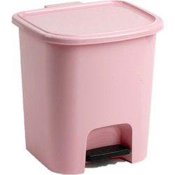 Plasticforte Pedaalemmer - 2x stuks - kunststof - roze - 7,5 liter - Pedaalemmers