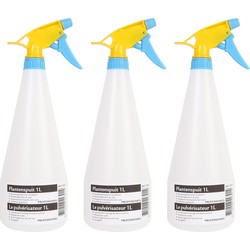 10x Waterverstuivers/watersproeiers transparant/geel/blauw 1 liter inhoud - Plantenspuiten
