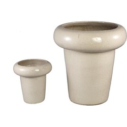 PTMD Bloempot Megga - 53x53x57 cm - Keramiek - Creme - Set van 2