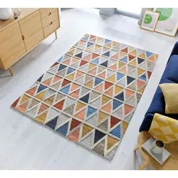 Moretz vloerkleed - Laagpolig - 100% Wol - Geo Modern - Multi - 160 X 230 CM
