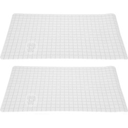 2x stuks anti-slip badmatten ivoor wit 69 x 39 cm rechthoekig - Badmatjes