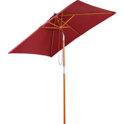 4goodz 3-Delig Kantelbare Parasol Hout Rechthoekig 200x150x230 cm - Wijnrood