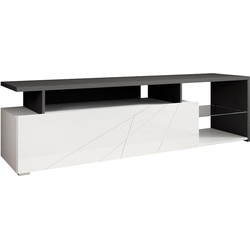 Meubella TV-Meubel Colin - Wit - Zwart eiken - 170 cm