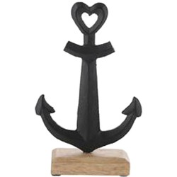 Scheep/schip anker beeld - 11 x 17 cm - maritieme home decoraties - aluminium/hout - Beeldjes