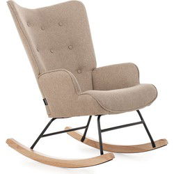 Aemely® Schommelstoel 'Mama' - Beige Stof, Blank Hout