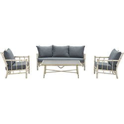 Lombok loungeset - 4-delig - aluminium - bamboo-look - mystic grey
