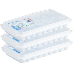 3x stuks Trays met Flessenhals ijsblokjes/ijsklontjes staafjes vormpjes 10 vakjes kunststof wit - IJsblokjesvormen