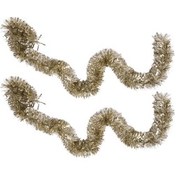 6x Gouden kerstboom tinsel/folie slingers 200 x 15 cm - Kerstslingers