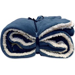 Unique Living | Lars coral fleece/suede plaid 150x200cm dark blue