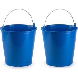 3x stuks emmer blauw 15 liter 32 x 31 cm schoonmaakartikelen - Emmers