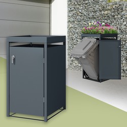 Afvalbak met plantendak 1er tot 240L 68x80x124 cm gemaakt van staal in antraciet ML design