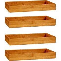 4x Stuks Kast/lade/make-up organizers bamboe hout bakje 38 x 15 x 5 cm - Make-up dozen