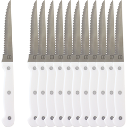 OTIX Steakmessen - Set van 12 Stuks - Wit - Vaatwasserbestendig - 21x2x1,5cm - Steakmessenset - RVS