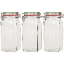 Weckpot - 3x stuks - 1500 ml - 1,5L - inmaakpot - met rubberen ring - Weckpotten