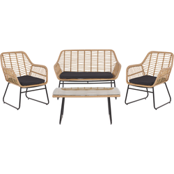 MINORI - Loungeset voor 4 - Natuurlijk - PE rotan
