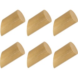 QUVIO Houten wand haakje - Licht bruin - S - Set van 6