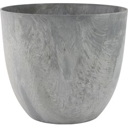 Bloempot/plantenpot van gerecycled kunststof betongrijs D38 en H33 cm - Plantenpotten