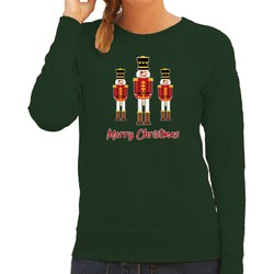 Bellatio Decorations foute kersttrui/sweater dames - Notenkrakers - groen - piemel/penis XS - kerst truien