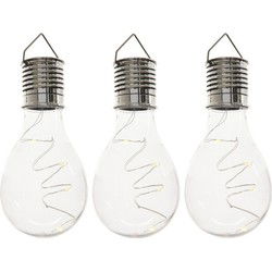 Lumineo solar hanglamp bol/peertje - 3x - transparant - 14 cm - Buitenverlichting