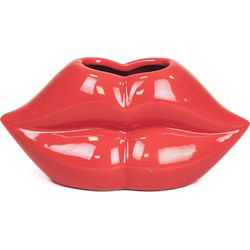 Pot - Lip - Ceramic - Red - 15,5x6,5x7,5cm