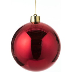 1x Grote kunststof decoratie kerstbal rood 25 cm - Kerstbal
