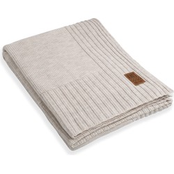 Knit Factory Uni Gebreid Plaid XL - Woondeken - Kleed - Beige - 195x225 cm