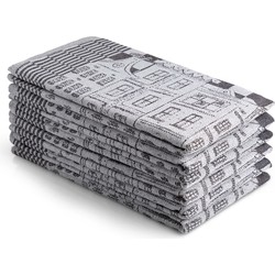 DoubleDry Luxe Theedoeken Set - 6 Stuks - 50x70 cm - 100% Katoen - Hoge Absorptie & Duurzaam - Herenhuis, Zwart